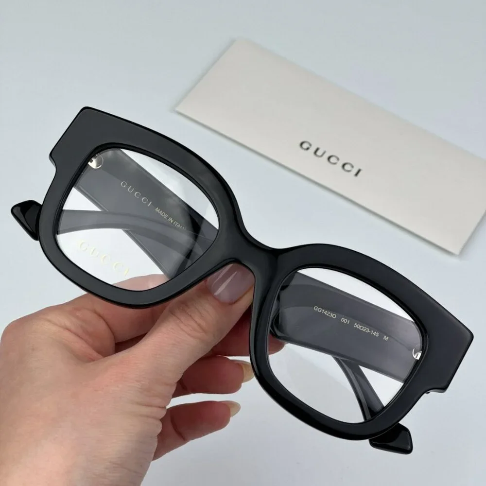 Gucci GG1423O 001 BRAND NEW Eyeglasses Black Square Men - Picture 2 of 14